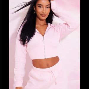 Pretty Little Things Zip-Up Pink Bustier Hoodie. Size UK 12 (US 8 / Medium)
